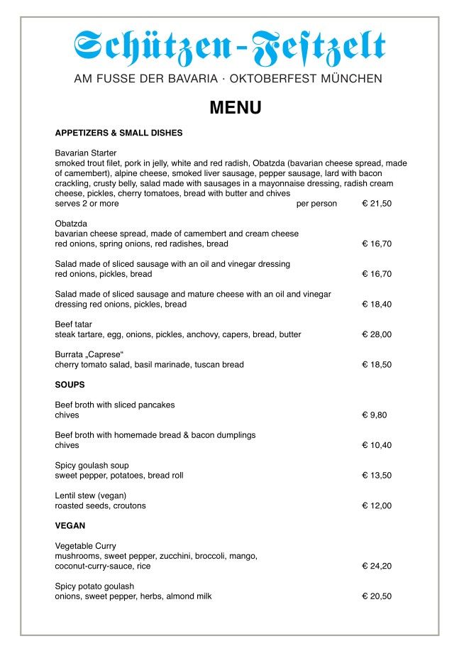 Unsere Speisekarte
